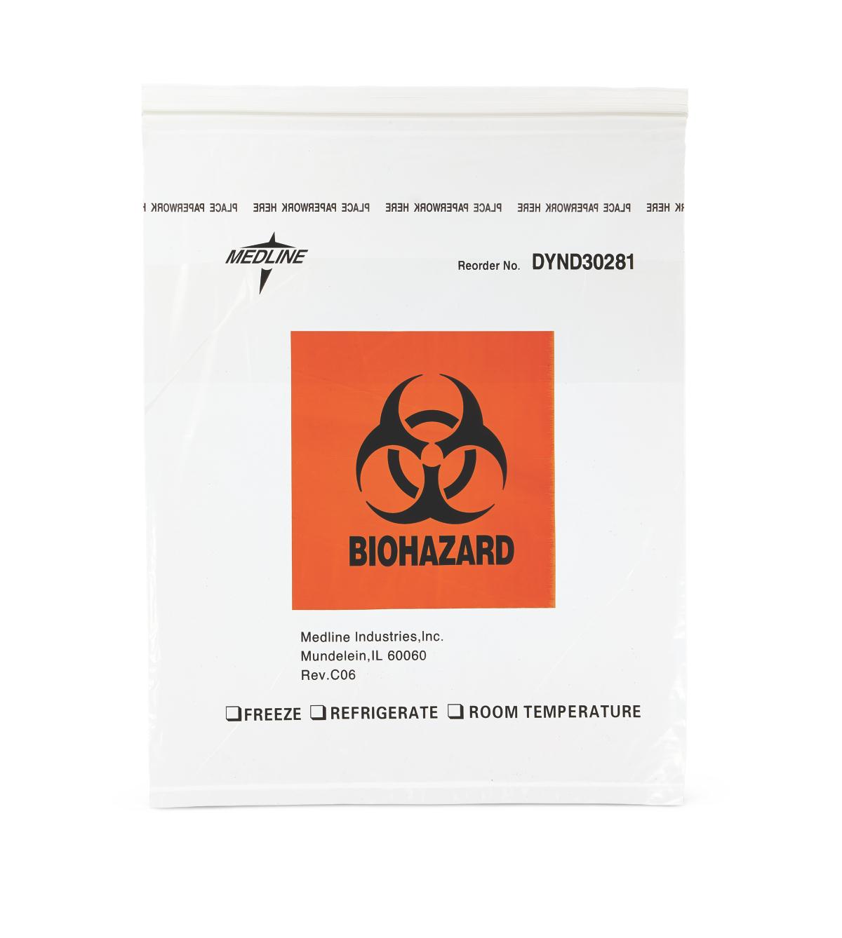 Bag, Specimen: Zip-Style Biohazard Specimen Bag with Pocket, 12″ x 15″ Bag, Specimen: Zip-Style Biohazard Specimen Bag with Pocket, 12″ x 15″