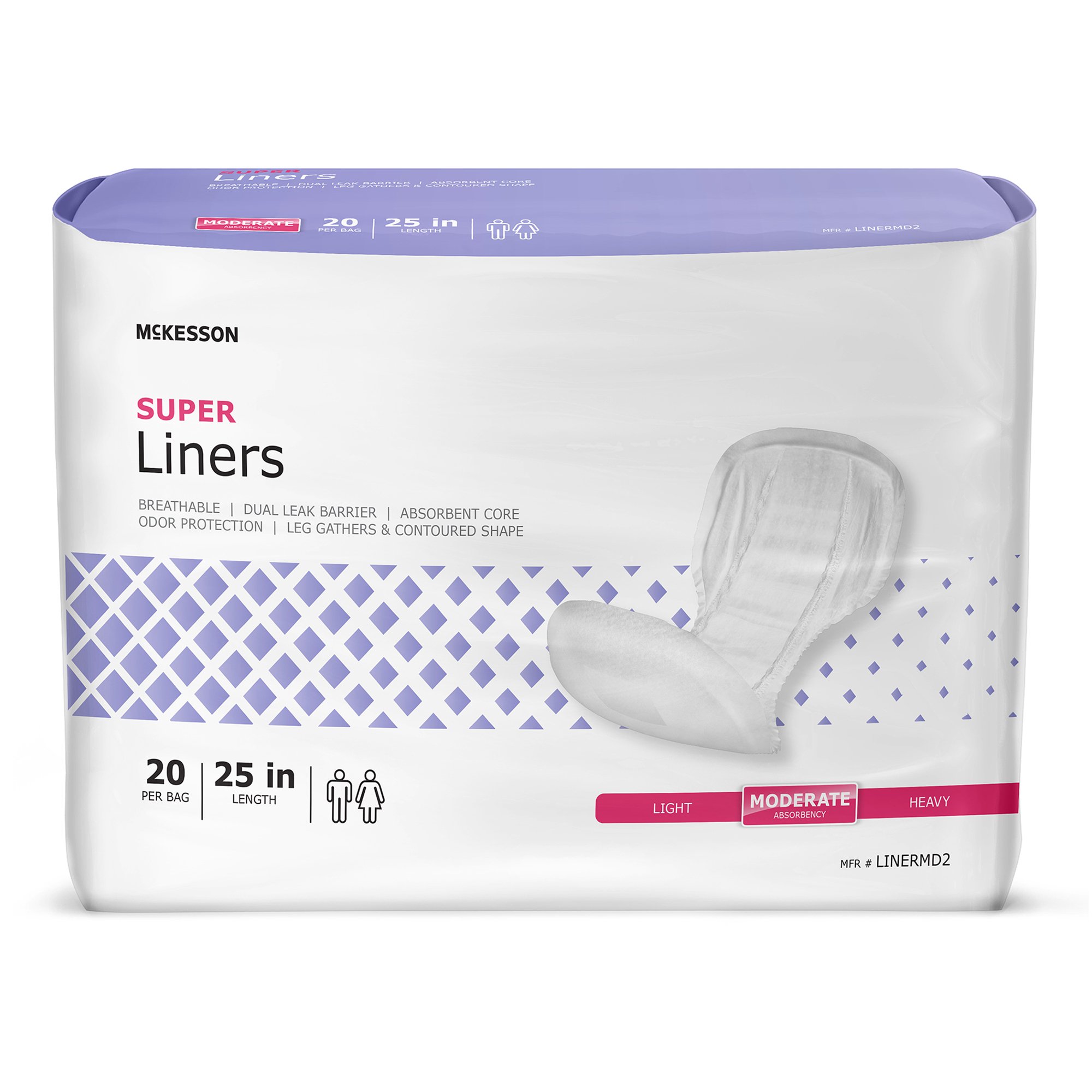 Incontinence Liner McKesson Super 25 Inch Length Moderate Absorbency Polymer Core One Size Fits Most Incontinence Liner McKesson Super 25 Inch Length Moderate Absorbency Polymer Core One Size Fits Most